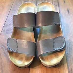 Eric Michael Gray Leather cork wedge sz 39